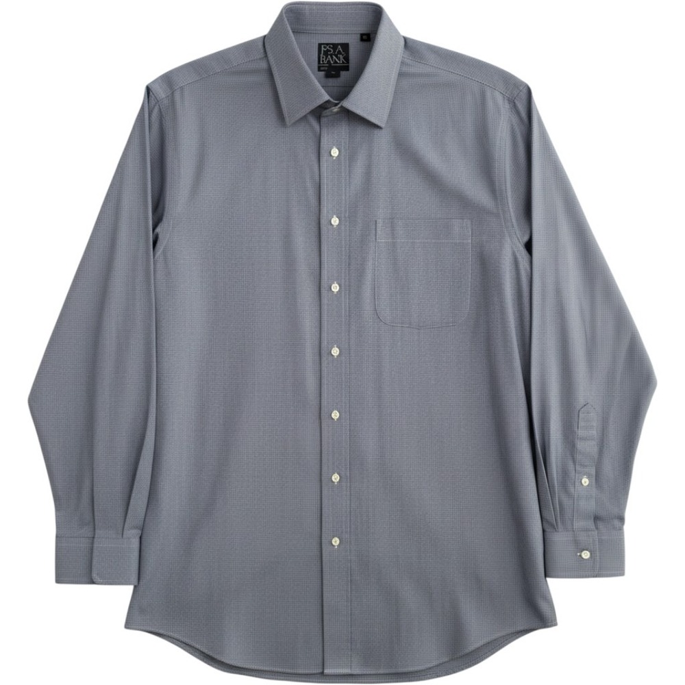 Jos. A. Bank Classic Tailored Fit Blue Houndstooth Non-Iron Shirt 16.5 36